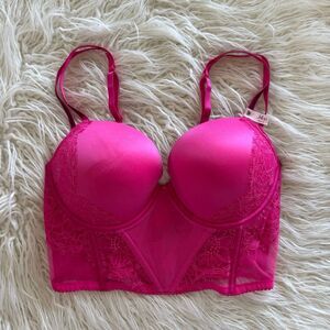 Victoria’s Secret Very Sexy Double Shine Strap Push-Up Corset Top Hot Pink 34DD